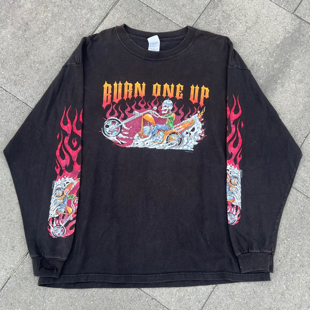 Vintage 2005 Roar to the Shore Wildwood NJ Biker Long Sleeve Shirt XL Black